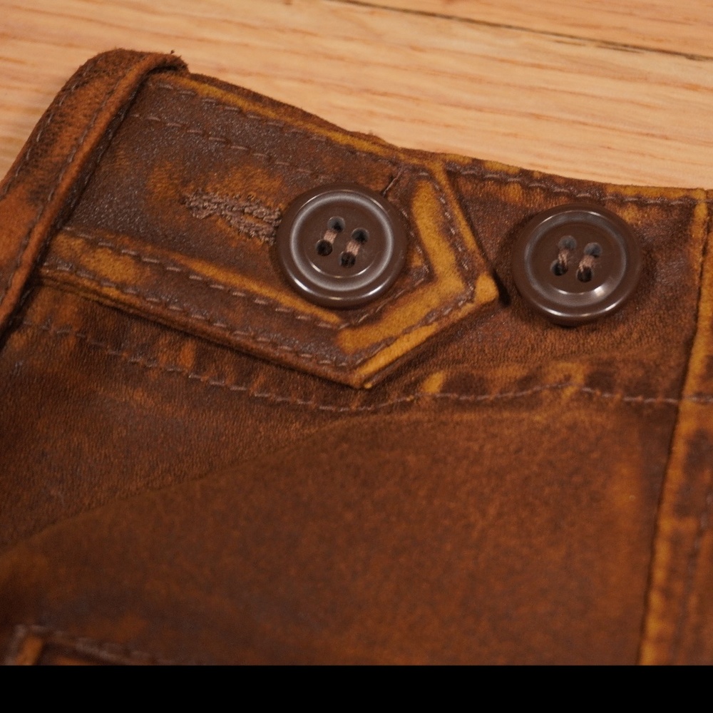 RRL Double RL Ralph Lauren Skinny Leather Cargo Pant Brown Leather 26 Brand New - Picture 14 of 16